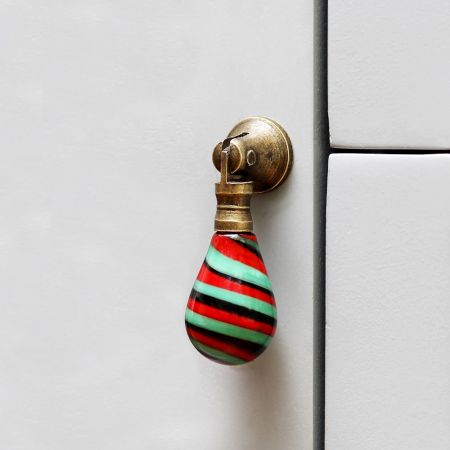 Handmade Multicolor Glass Pull Teardrop Wardrobe Knob