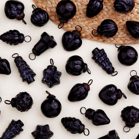 25 Pieces Black Glass Ornaments For Tree Decoration
