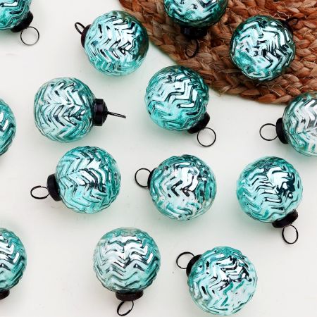 12 Pieces Modern Glass Sky Blue Christmas Ornaments