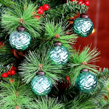 12 Pieces Modern Glass Sky Blue Christmas Ornaments