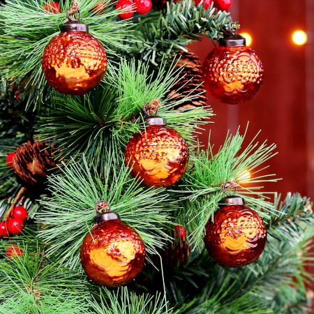 12 Pieces Amber Glass Christmas Ornaments