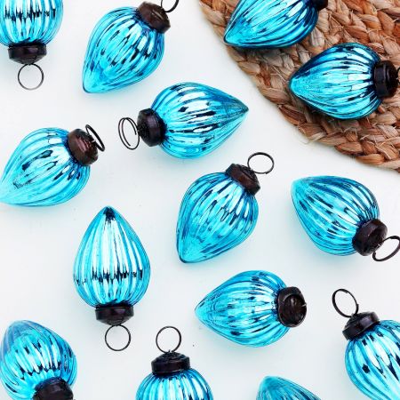 12 Pieces Modern Glass Sky Blue Christmas Ornaments