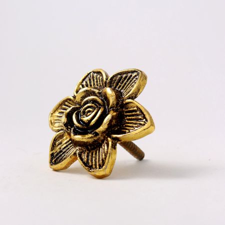 Modern Golden Rose Flower Aluminium Wall Hook