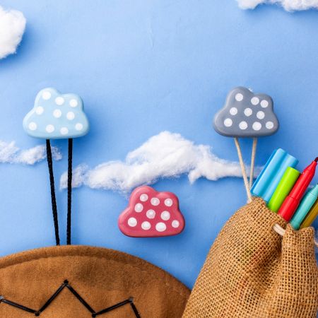 Ceramic Multicolor Dot Cloud Modern Kids Wall Hook-3 Pieces