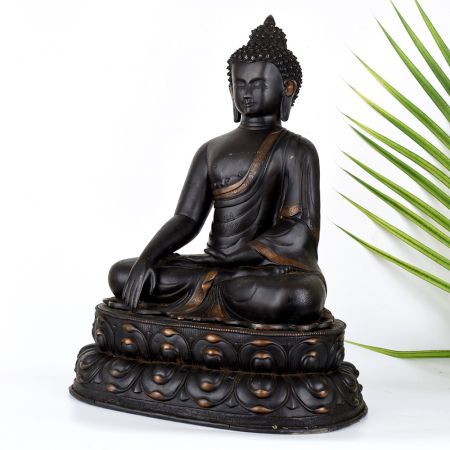 Antique Finish Lord Buddha Copper Statue in Tibetan Art