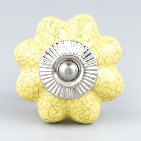 Yellow Crackle Ceramic Wardrobe Knob