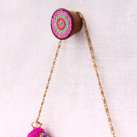 Pink Button Wooden Wall Hook