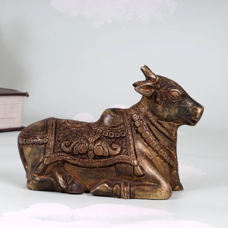 Handcrafted High-Quality Brass Nandi Statue for Prayer Room