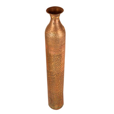 Vintage Handmade Brass Long Flower Pot with Hammered Carving