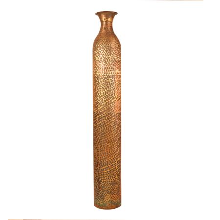 Vintage Handmade Brass Long Flower Pot with Hammered Carving