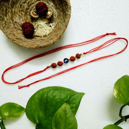 Traditional Rakhi with Brass Beads, Acrylic, Glass