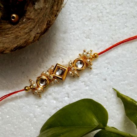 Traditional Rakhi with Acrylic Beads, Kundan