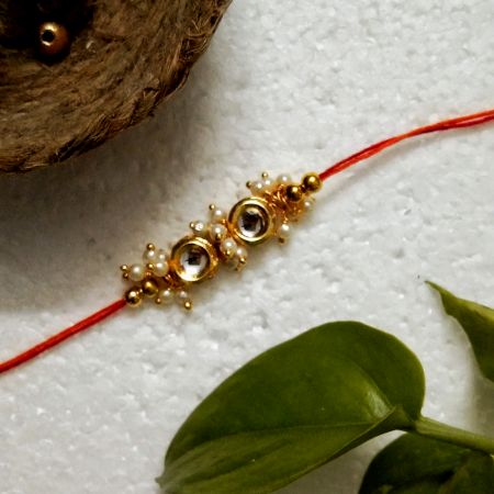 Elegant Kundan, Acrylic Beads Rakhi for Brothers