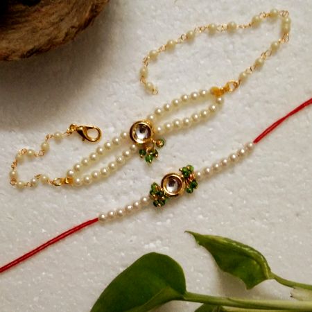 Elegant Acrylic Beads, Kundan Rakhi for Brothers