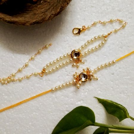 Beautiful Rakhi with Kundan and Acrylic Beads