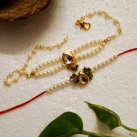 Unique Rakhi with Acrylic Beads, Kundan