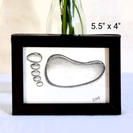 Foot Print Pencil Sketch Footprint Art on Paper by Artist Dimpana | 5.5 x 4 Inches
