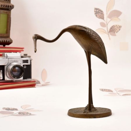 Vintage Finest Brass Crane Bird Statue in English Art for Decor