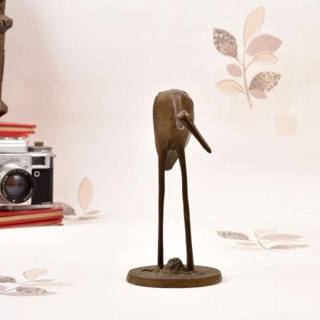 Vintage Finest Brass Crane Bird Statue in English Art for Decor