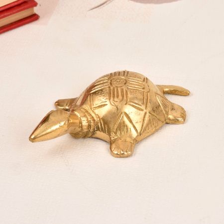 Handmade Vintage Finish Brass Turtle Yantra for Prayer Room