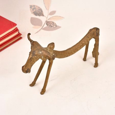 Vintage High-Quality Tribal Brass Nandi Statue in Bastar Art