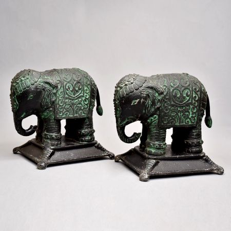 Pair Of Beautiful Elephant Of Metal Material
