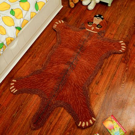 Brown Rug Hand Tufted Woolen Bear Rug 