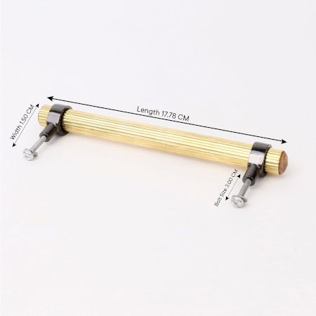 Adjustable Golden Brass and Wooden Tube Cabinet Handle (7 Inches)