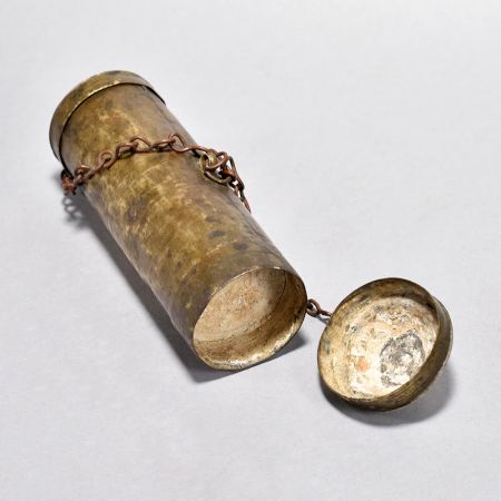 Vintage Brass Tobacco and Lime Pot with Chain