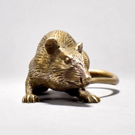 Brass Rat Figurine with Long Tail