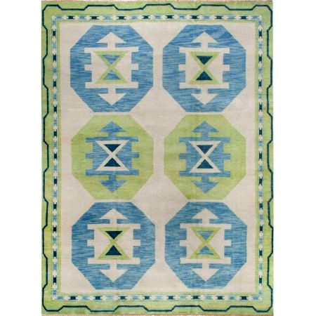 Pastel Tribal Handknotted Wool Rug