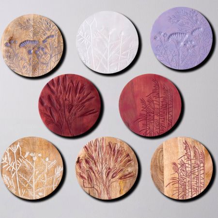 Handcrafted Etched Wall Plate Set of 8