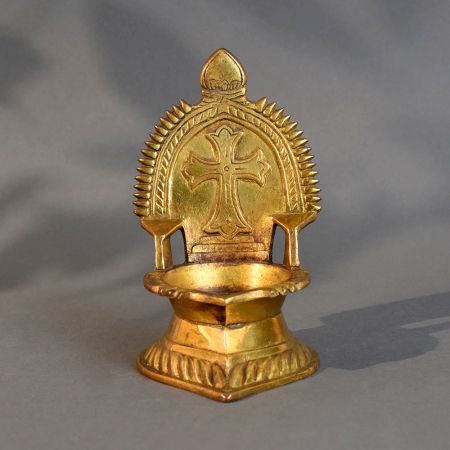 Vintage Brass South Indian Cross Design Pooja Diya