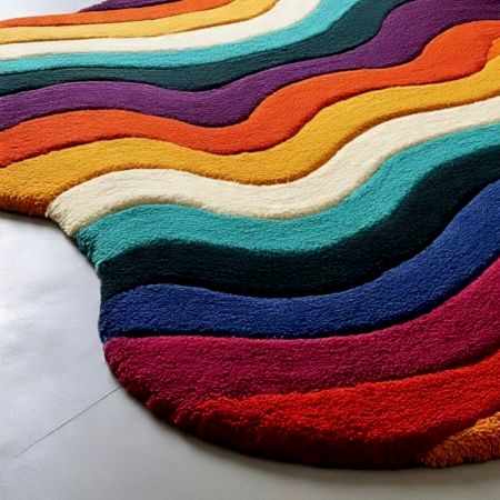 Handtufted Layered Sunset Ripple Wool Rug