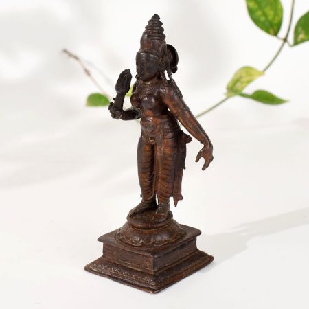 Traditional Copper Goddess Devi Uma (Goddess Parvati) Statue for Worship