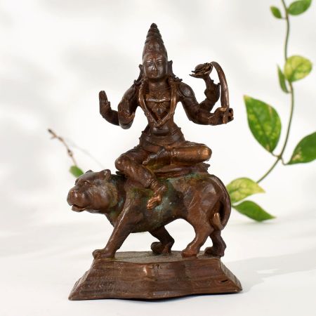 Handcrafted Copper Hindu Goddess Maa Durga Statue for Home Decor