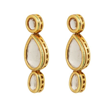 Handcrafted Kundan Drop Stud Earrings for Festive Wear