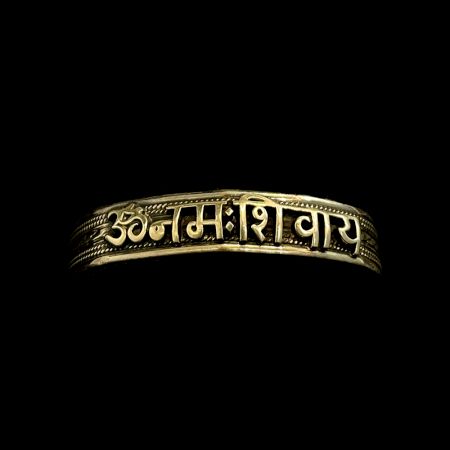 OM Namah Shivaya Oxidised 92.5 Sterling Silver Cuff Kada For Men