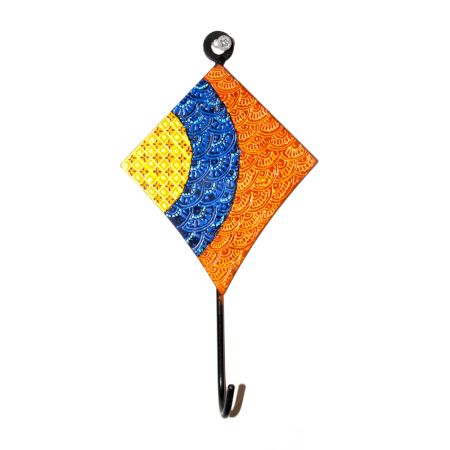Handpainted Kite Design Iron Wall Hook with Traditional Indian Art
