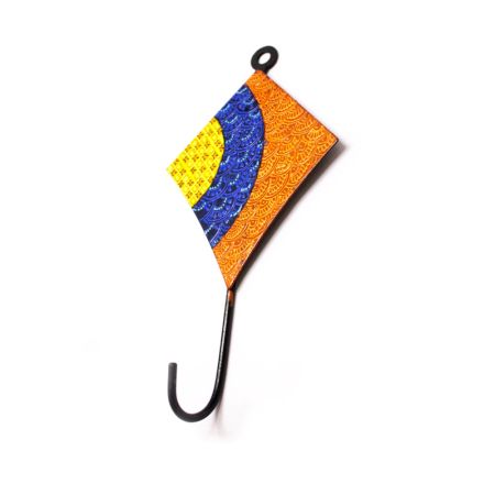 Handpainted Kite Design Iron Wall Hook with Traditional Indian Art
