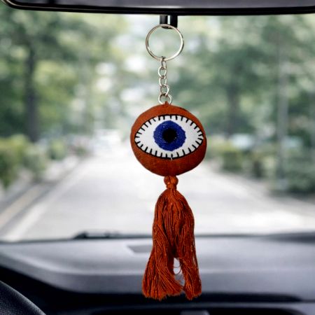 Handmade Evil Eye Tassel Charm Keychain