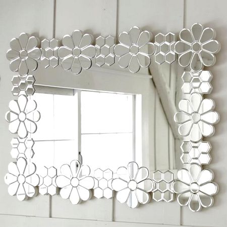 Floral and Hexagon Frame Mirror