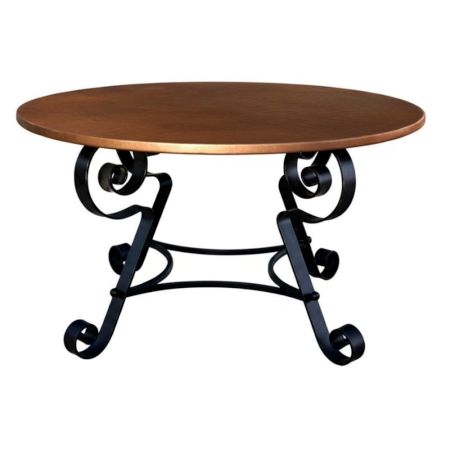 Handcrafted Copper Accent Table With Black Metal Base