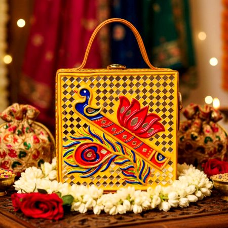 Handcrafted Vegan Leather Bansuri Lippan Mirror Sling Bag