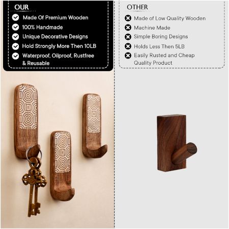 Handmade Wooden Adhesive Wall Hook