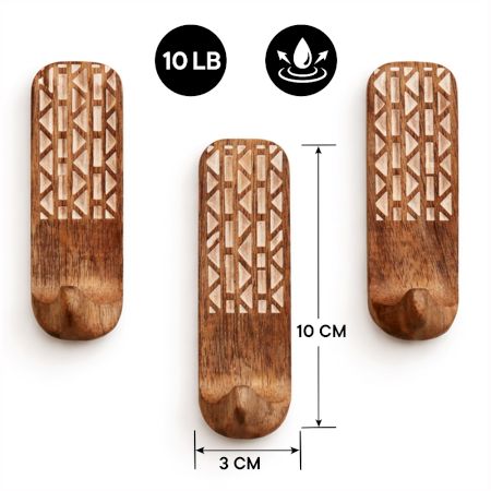 Handcrafted Wooden Adhesive Wall Hook