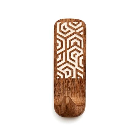 Brown And White Decorative Wooden Adhesive Wall Hook