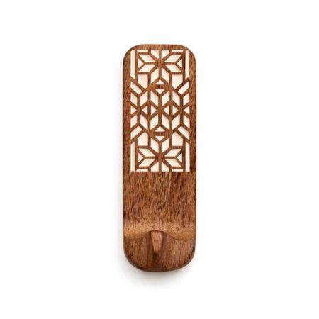 Wooden Handmade Brown And White Adhesive Wall Hook