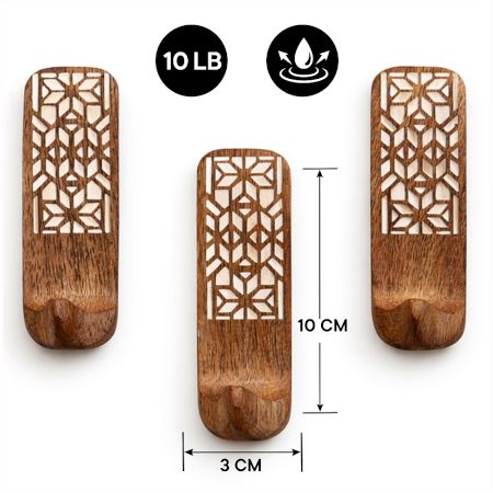 Wooden Handmade Brown And White Adhesive Wall Hook