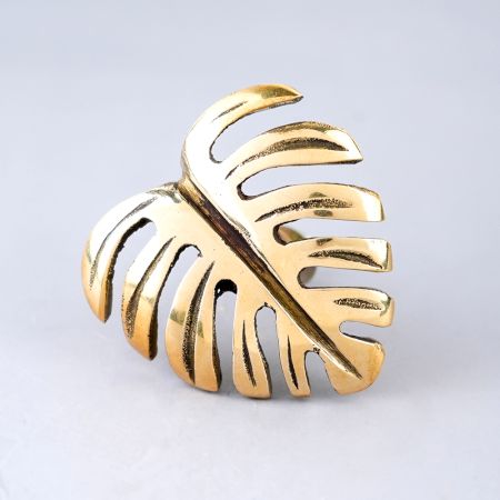 Golden Brass Monstera Leaf Cabinet Knob